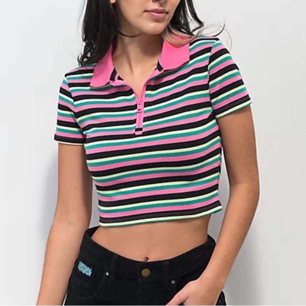 aLab Stripped Cropped Polo